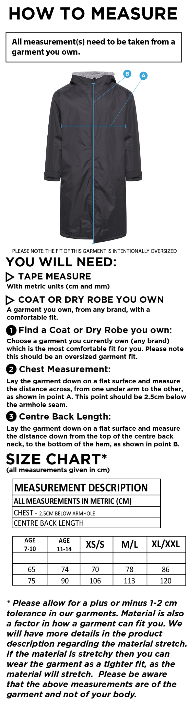 Active Fleece Robe - Black - Size Guide